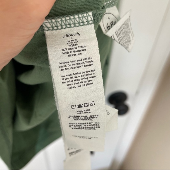 NEW WITH TAGS Allbirds Hazy Cargo Green Organic Cotton Long Sleeve Tee Tee Small - Picture 8 of 9